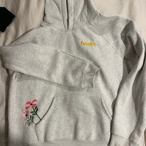 Gray Women's Sweater with Floral Embroidery